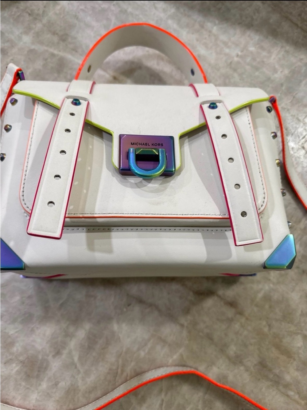 Micheal Kors MANHATTAN WHITE NEON CROSSBODY PURSE